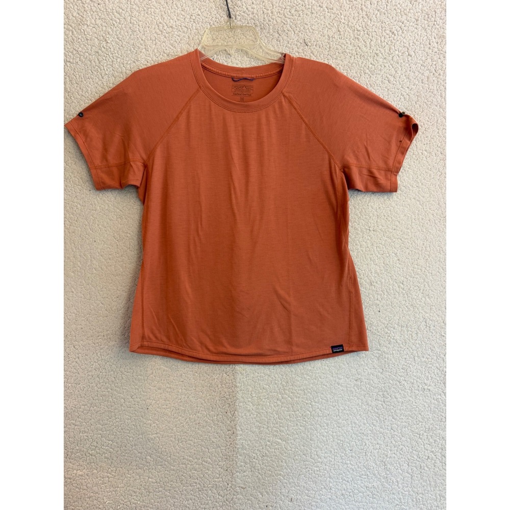 Patagonia Capilene Cool Trail Shirt Womens M Orange Short Sleeve Active Hiking